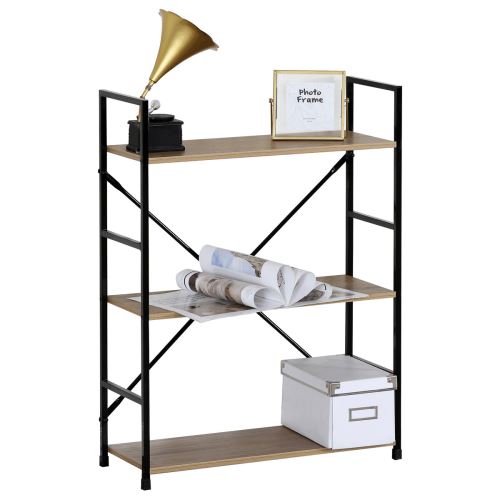 Regál GD-223 OAK MDF dekor dub, kov černý lak