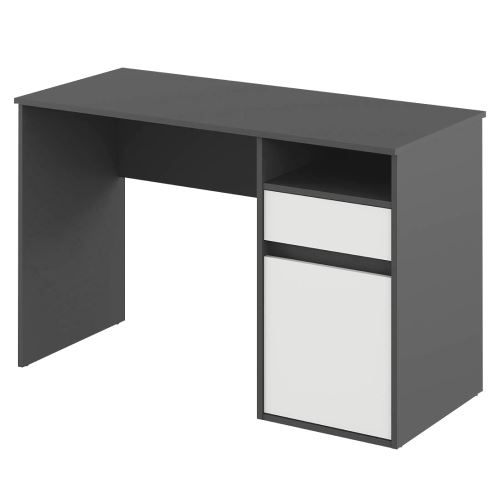 Kancelářský stůl BILI tmavě šedá (grafit) a bílá, VÝPRODEJ