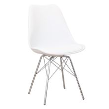 Jídelní židle TAMORA plast a ekokůže bílá, kov chrom