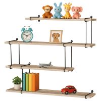 Poličky nástěnné P-065 OAK, š. 80 cm, MDF dekor dub, kov černý lak mat (1)