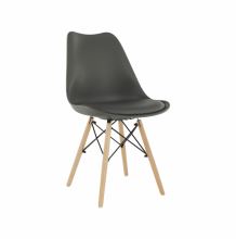 Jídelní židle KEMAL plast a ekokůže tmavě šedá, buk, kov černý