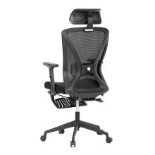 Kancelářská židle KA-S257 BK síťovina a látka černá, plast černý, opěrka nohou, posuvný sedák