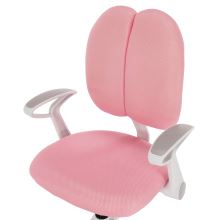 Rostoucí dětská židle ANAIS s podnoží a popruhy, síťovaná látka růžová, plast bílý