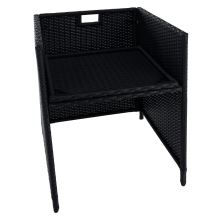 Zahradní ratanový set MELFORD umělý ratan černý, látka krémová, masiv akácie (17)