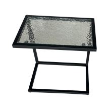 Zahradní stolek SELKO 45x30x46 cm, ocel černý lak, tvrzené sklo