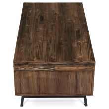 Televizní stolek AHG-536 PINE, 120x60 cm, masiv retro hnědá borovice, kov černý lak mat
