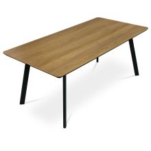 Jídelní stůl HT-533 OAK 180x90 cm, MDF deska, dýha dub, kov černý lak mat