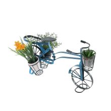 Retro květináč ve tvaru kola ALBO kov černý a modrý lak