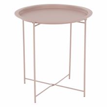 Příruční stolek RENDER s odnímatelným tácem, kov nude růžový lak