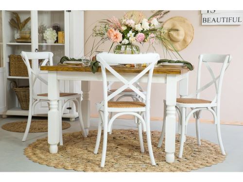 Rustikální jídelní stůl POPRAD WHITE MES01A 80x80 cm:bílý vosk