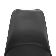 Stylová otočná židle ETOSA plast a ekokůže tmavě šedá, nohy buk