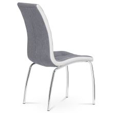 Jídelní židle DCL-420 GREY2 látka šedá, koženka bílá, chrom