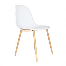 Jídelní židle SINTIA plast bílý, kov s přírodním dezénem