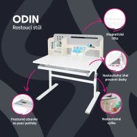 Rostoucí psací stůl, šedá/bílá, ODIN (1)