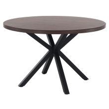 Jídelní stůl MEDOR průměr 120 cm, MDF dezén tmavý dub, kov černý lak