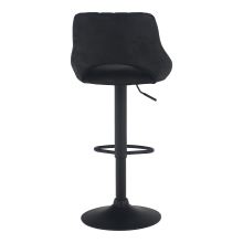 Barová židle LORASA látka černá s efektem broušené kůže, kov černý
