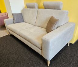 Pohovka BREST 196 cm, látka Roma 06 béžová, nohy Brest atyp 18 cm, dub masiv, český výrobek, VÝPRODEJ