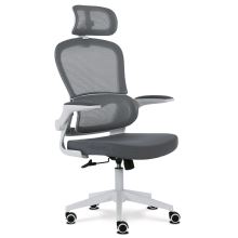 Kancelářská židle s podhlavníkem KA-E530 WT síťovina a látka šedá, plast bílý