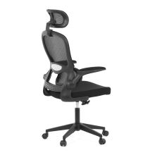 Kancelářská židle s podhlavníkem KA-E530 BK síťovina a látka černá, plast černý