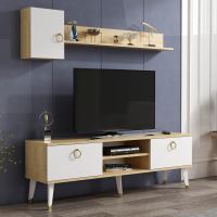 Obývací stěna VERBAL 150 cm, lamino dub a matná bílá (2)
