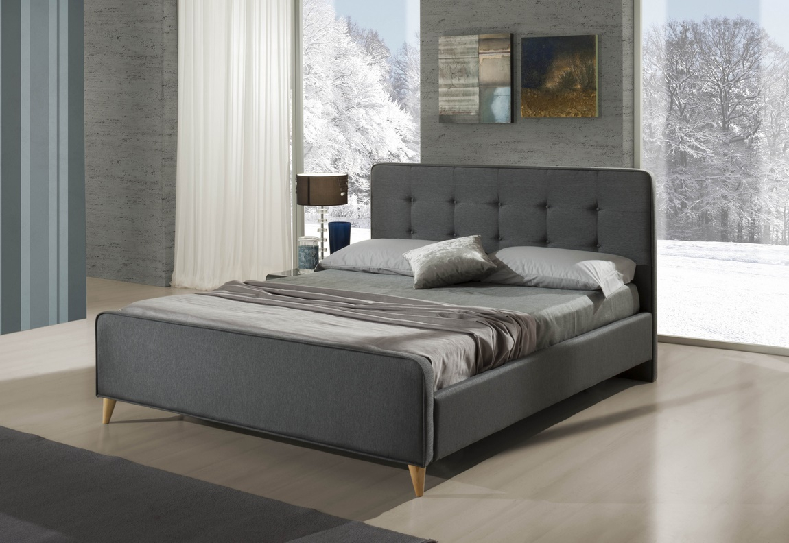 Čalouněná postel CHIARI 160x200 cm, látka šedá
