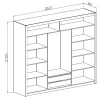 Šatní skříň MENDOZA 250 cm, dub sonoma (2)