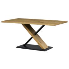 Jídelní stůl AT-3018 OAK, 160x90 cm, MDF laminovaná dub, kov černý matný lak