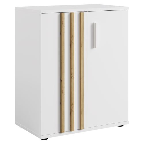 Komoda 2D TOLIS TYP 1, šířka 60 cm, matná bílá a dub artisan