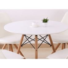 Jídelní stůl GAMIN new, průměr 80 cm, barva bílá mat, buk, kov černý