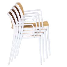 Stohovatelná židle s područkami RAVID TYP 2 plast bílý a béžový