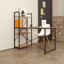 PC stůl VEINA víceúčelový praktický stůl, lamino dub, kov černý lak