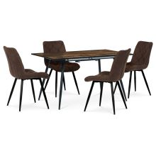 Jídelní stůl HT-921 OLW, rozkládací 140+40x80 cm, MDF deska, dýha v imitaci staré dřevo, kov černý lak mat
