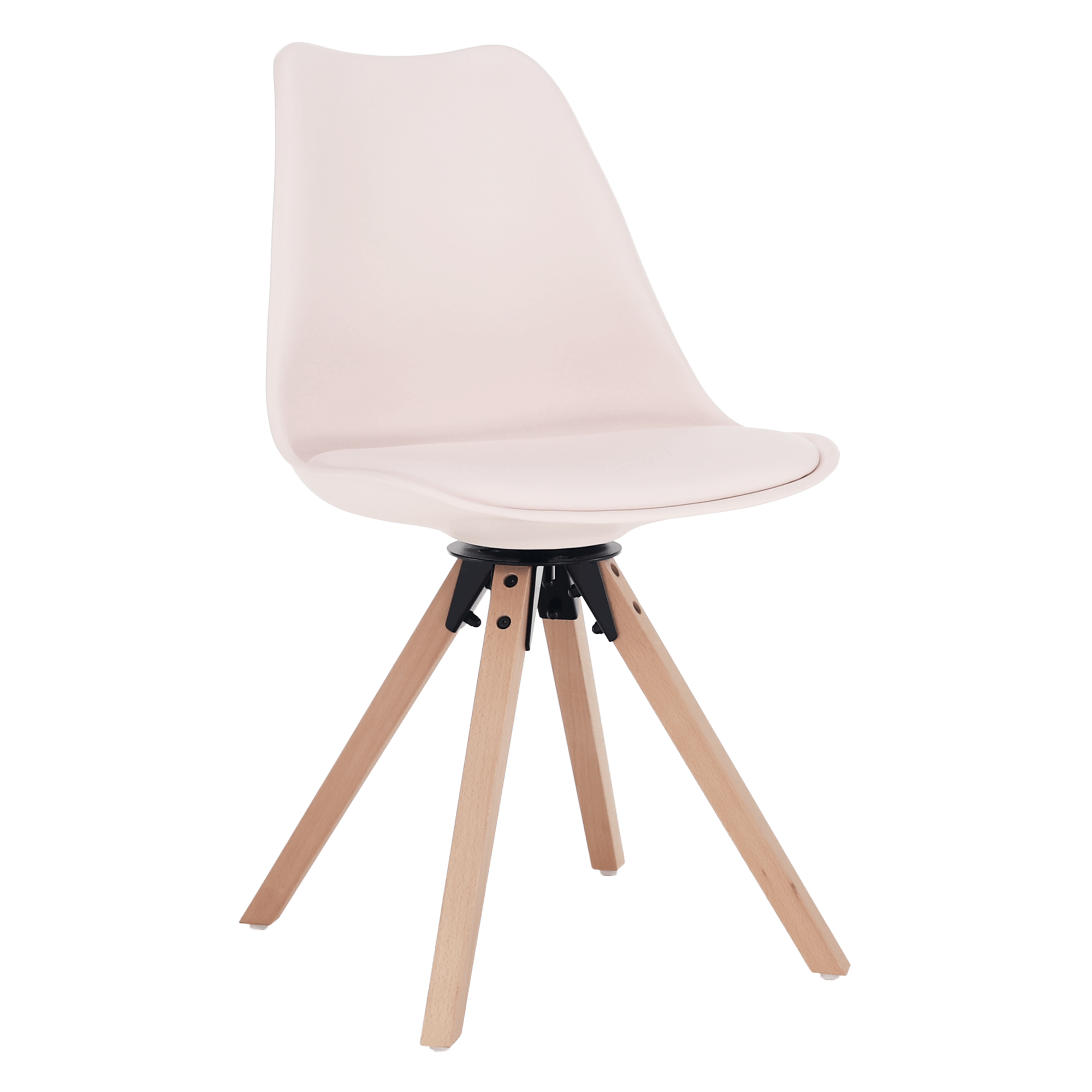 Stylová otočná židle ETOSA plast a ekokůže perlová, nohy buk