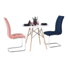 Jídelní stůl GAMIN new, průměr 90 cm, barva bílá mat, buk, kov černý