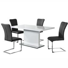 Jídelní stůl KORINTOS rozkládací 160-200x90 cm, bílá vysoký lesk HG