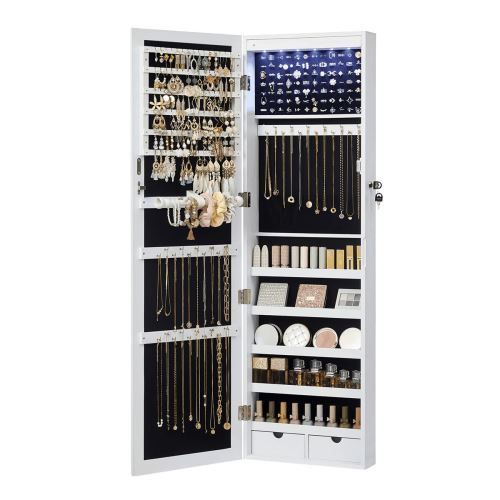Nástěnné zrcadlo se šperkovnicí AZR-E1193 WT MDF matná bílá