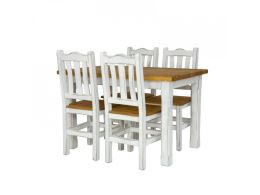 Rustikální jídelní stůl POPRAD WHITE MES02B 180x90 cm:bílý vosk (4)