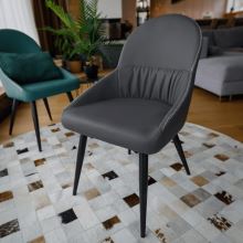 Jídelní židle KALINA ekokůže šedá, kov černý lak