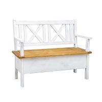 Rustikální lavice POPRAD WHITE SIL13B 100 cm:bílý vosk-světlý vosk