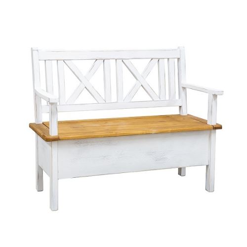 Rustikální lavice POPRAD WHITE SIL13B 100 cm:bílý vosk-světlý vosk