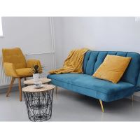 Příruční stolek NANCER TYP 3 MDF přírodní dýha, kov černý lak (9)