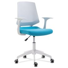 Dětská kancelářská židle KA-R202 BLUE látka modrá a bílý plast, VÝPRODEJ