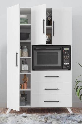 Multifunkční skříň KAMULA matná bílá
