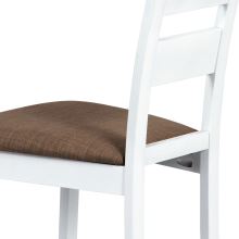 Jídelní židle BC-2603 WT masiv buk, barva bílá, látka hnědá