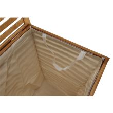 Koš na prádlo BASKET lakovaný bambus přírodní, látka béžová