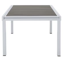 Zahradní rozkládací stůl DORIO 100-200x100 cm, polywood šedá, ocel bílý lak