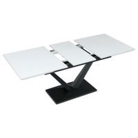 Jídelní stůl HT-W1630 WT 140+40x85 cm, MDF deska bílý mat, kov černý matný lak (6)