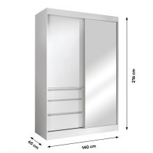 Skříň s posuvnými dveřmi ROMUALDA 140 cm, bílá