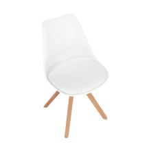 Stylová otočná židle ETOSA plast a ekokůže bílá, nohy buk