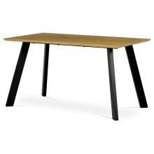 Jídelní stůl HT-721 OAK, 140x80 cm, MDF 3D dekor divoký dub, kov černý lak mat